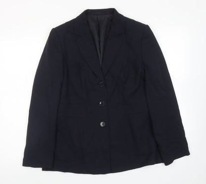 NEXT Womens Blue Polyester Jacket Suit Jacket Size 14