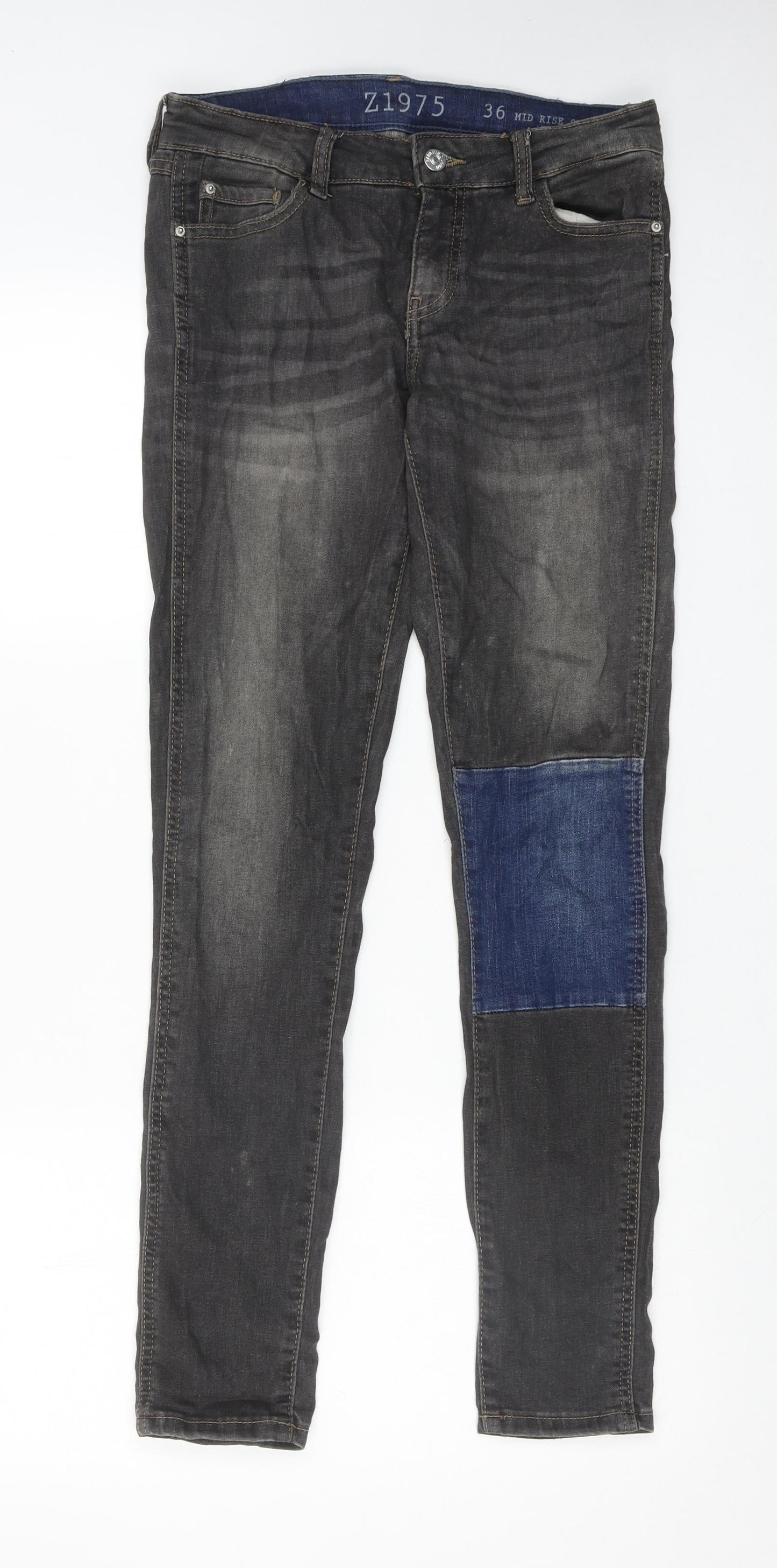 Zara Womens Grey Cotton Skinny Jeans Size 8 Regular Zip