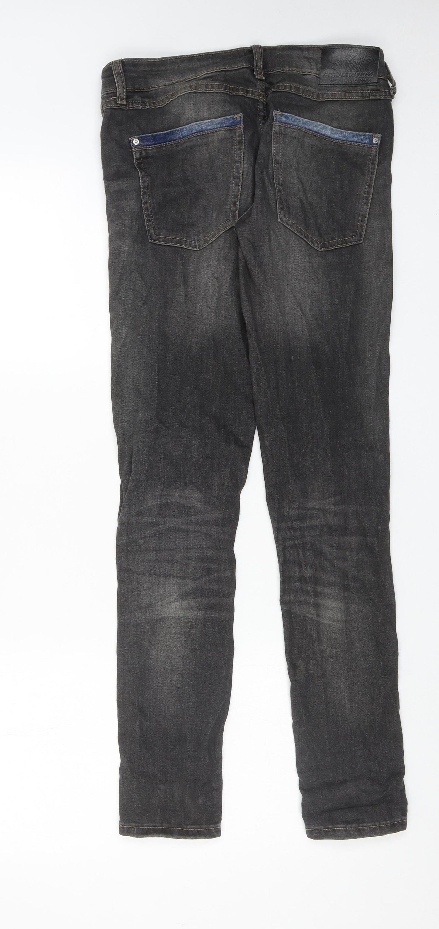 Zara Womens Grey Cotton Skinny Jeans Size 8 Regular Zip