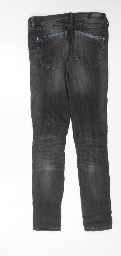 Zara Womens Grey Cotton Skinny Jeans Size 8 Regular Zip