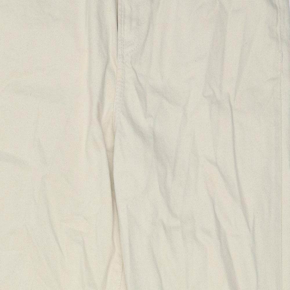 Denim & Co. Womens Beige Cotton Straight Jeans Size 14 Regular Zip