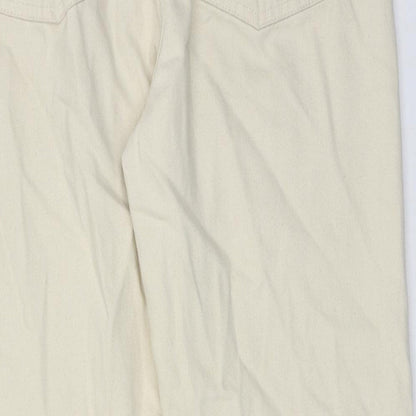 Denim & Co. Womens Beige Cotton Straight Jeans Size 14 Regular Zip