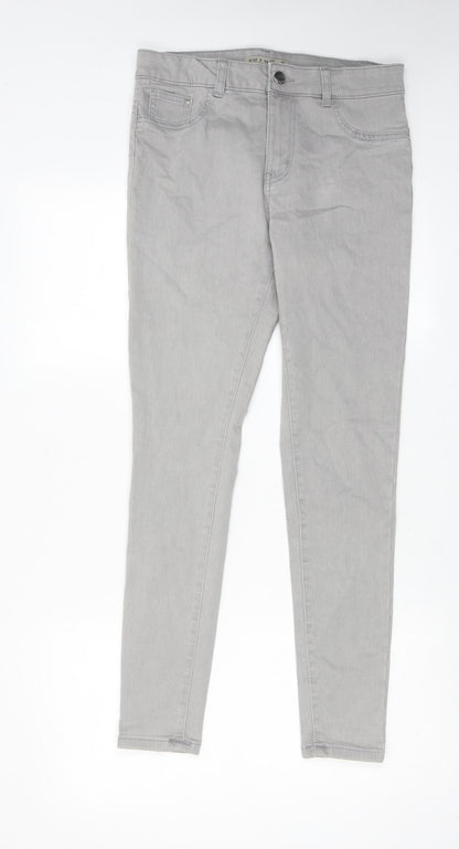 Denim & Co. Womens Grey Cotton Skinny Jeans Size 12 Regular Zip