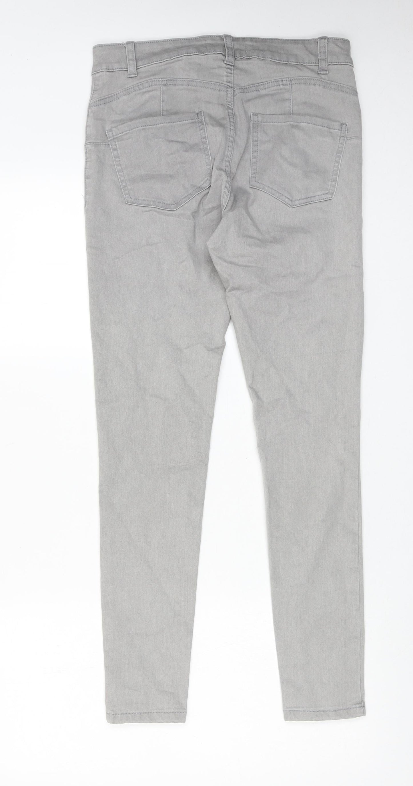 Denim & Co. Womens Grey Cotton Skinny Jeans Size 12 Regular Zip