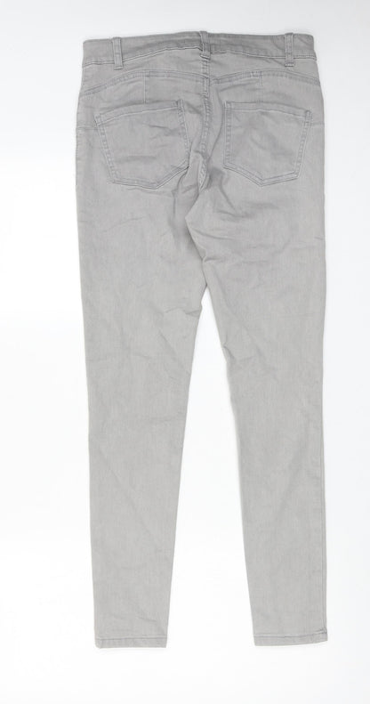 Denim & Co. Womens Grey Cotton Skinny Jeans Size 12 Regular Zip