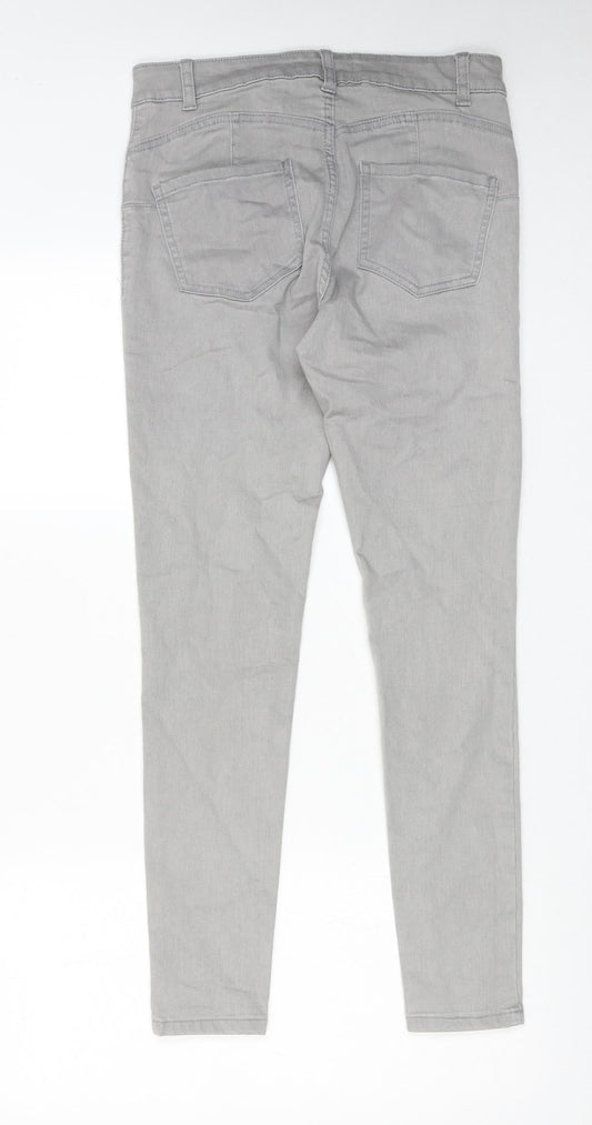 Denim & Co. Womens Grey Cotton Skinny Jeans Size 12 Regular Zip