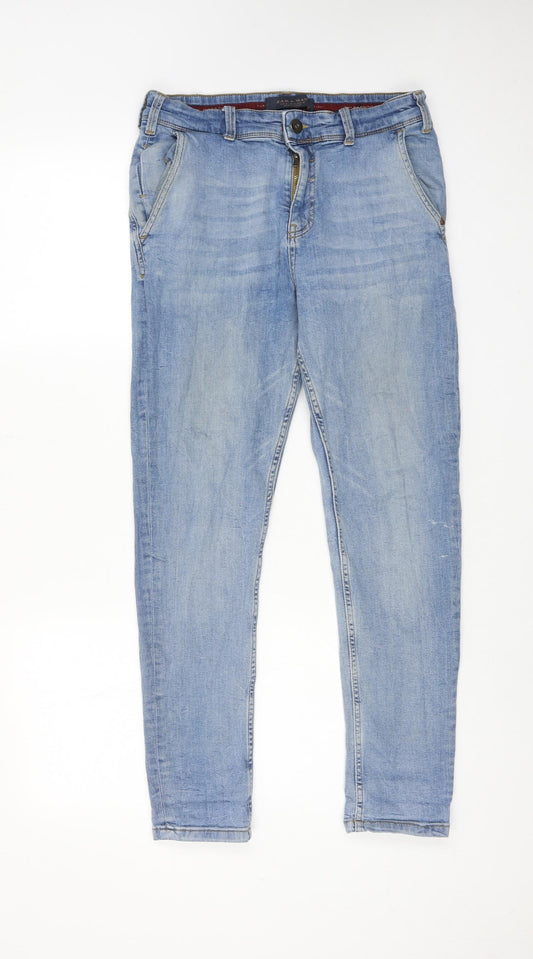 Zara Mens Blue Cotton Skinny Jeans Size 28 in Regular Zip