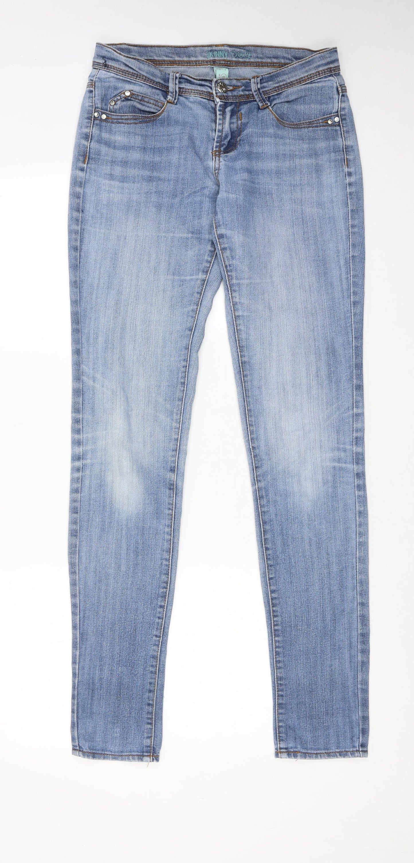 Denim & Co. Womens Blue Cotton Skinny Jeans Size 8 Regular Zip