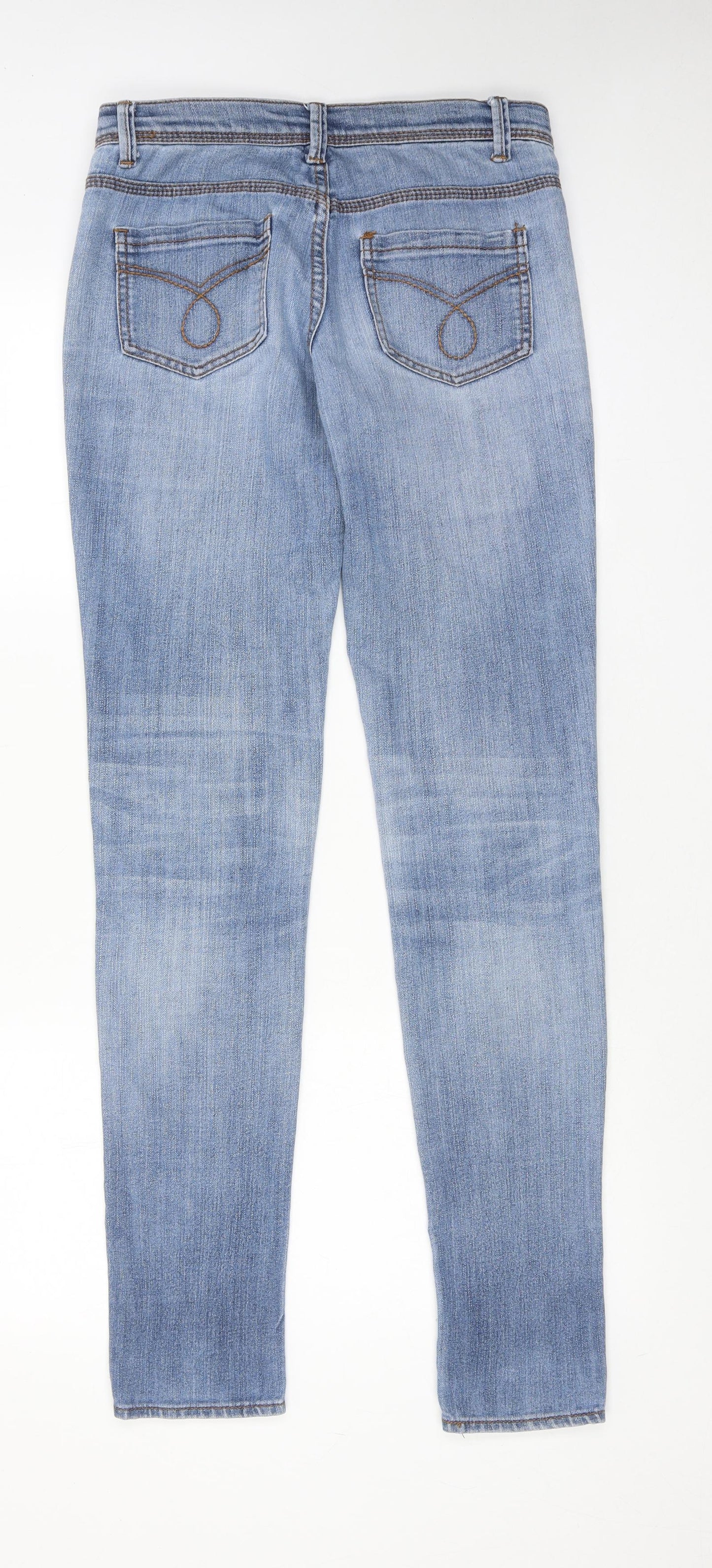 Denim & Co. Womens Blue Cotton Skinny Jeans Size 8 Regular Zip