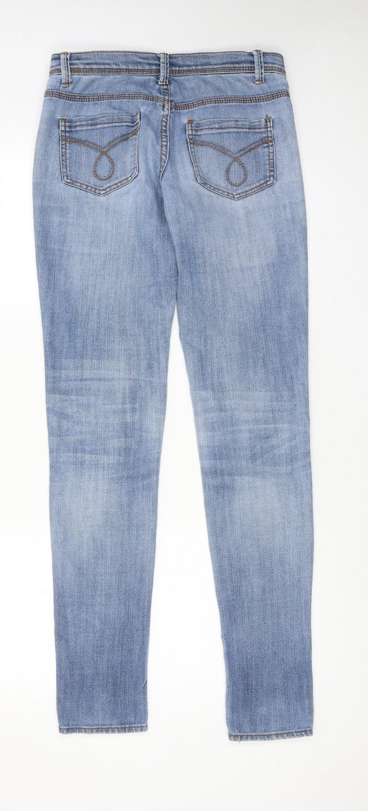 Denim & Co. Womens Blue Cotton Skinny Jeans Size 8 Regular Zip