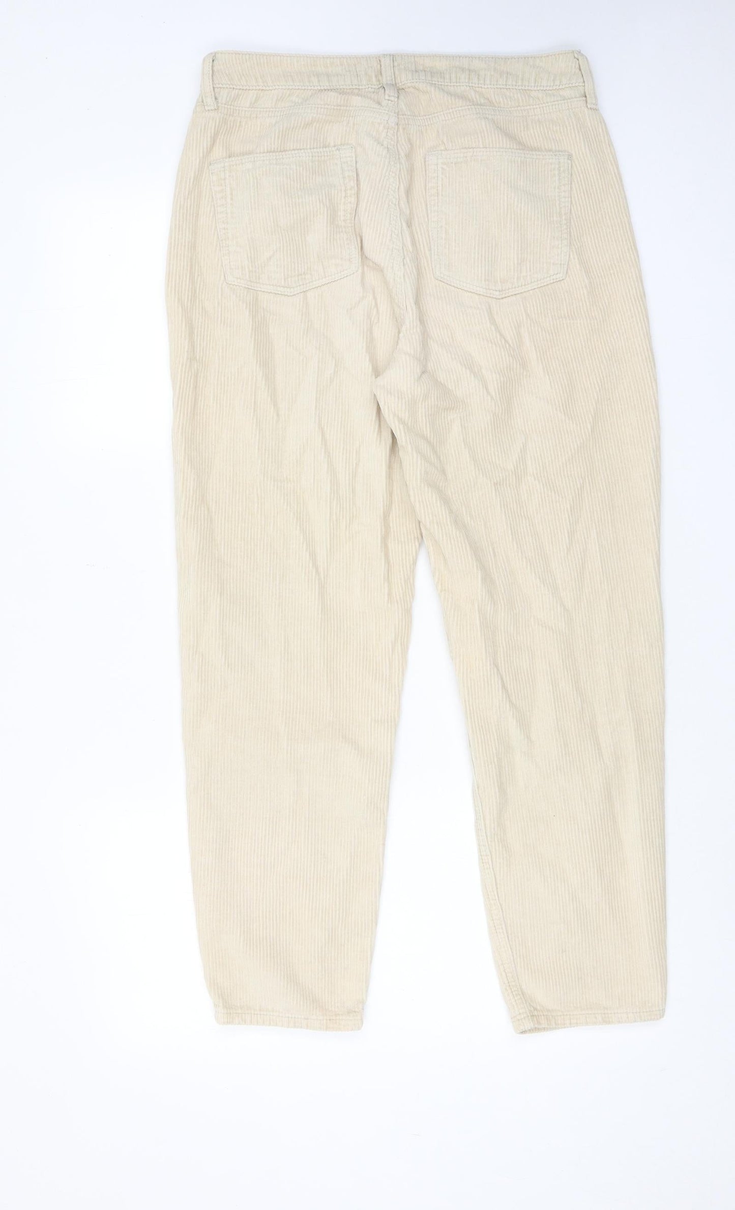 Denim & Co. Womens Beige Cotton Trousers Size 10 Regular Zip