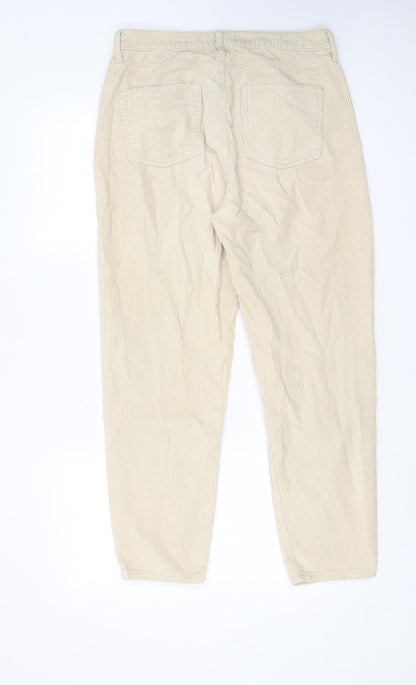 Denim & Co. Womens Beige Cotton Trousers Size 10 Regular Zip
