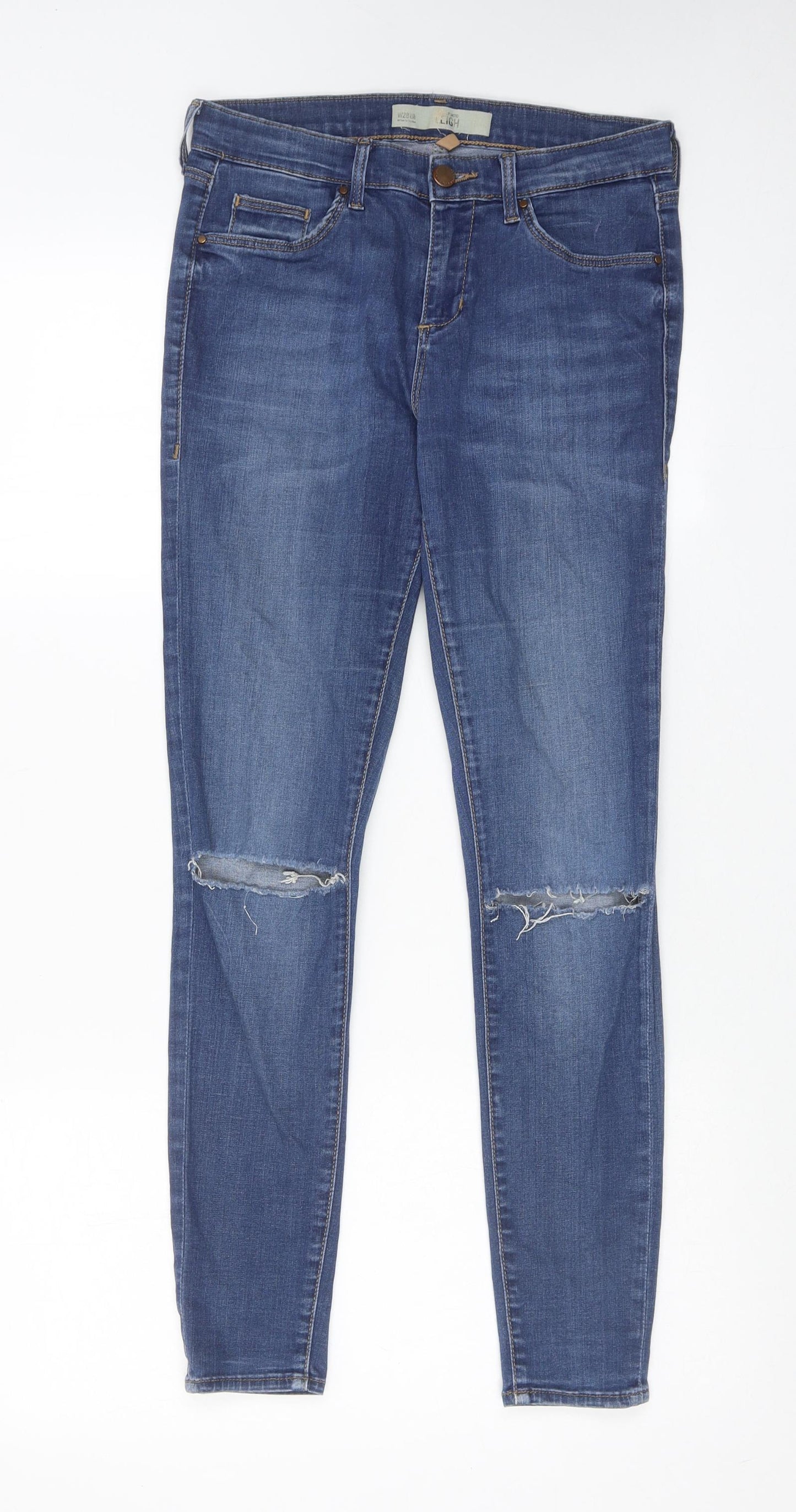 Topshop Womens Blue Cotton Skinny Jeans Size 28 in L30 in Regular Zip