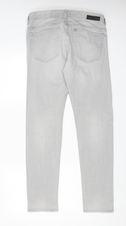 H&M Mens Grey Cotton Straight Jeans Size 32 in L32 in Regular Button