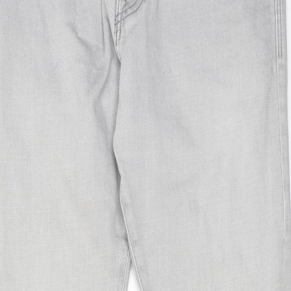 H&M Mens Grey Cotton Straight Jeans Size 32 in L32 in Regular Button