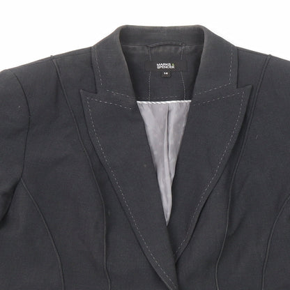 Marks and Spencer Womens Grey Polyester Jacket Blazer Size 14