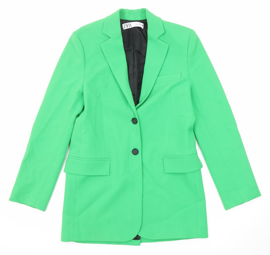 Zara Womens Green Polyester Jacket Suit Jacket Size XS