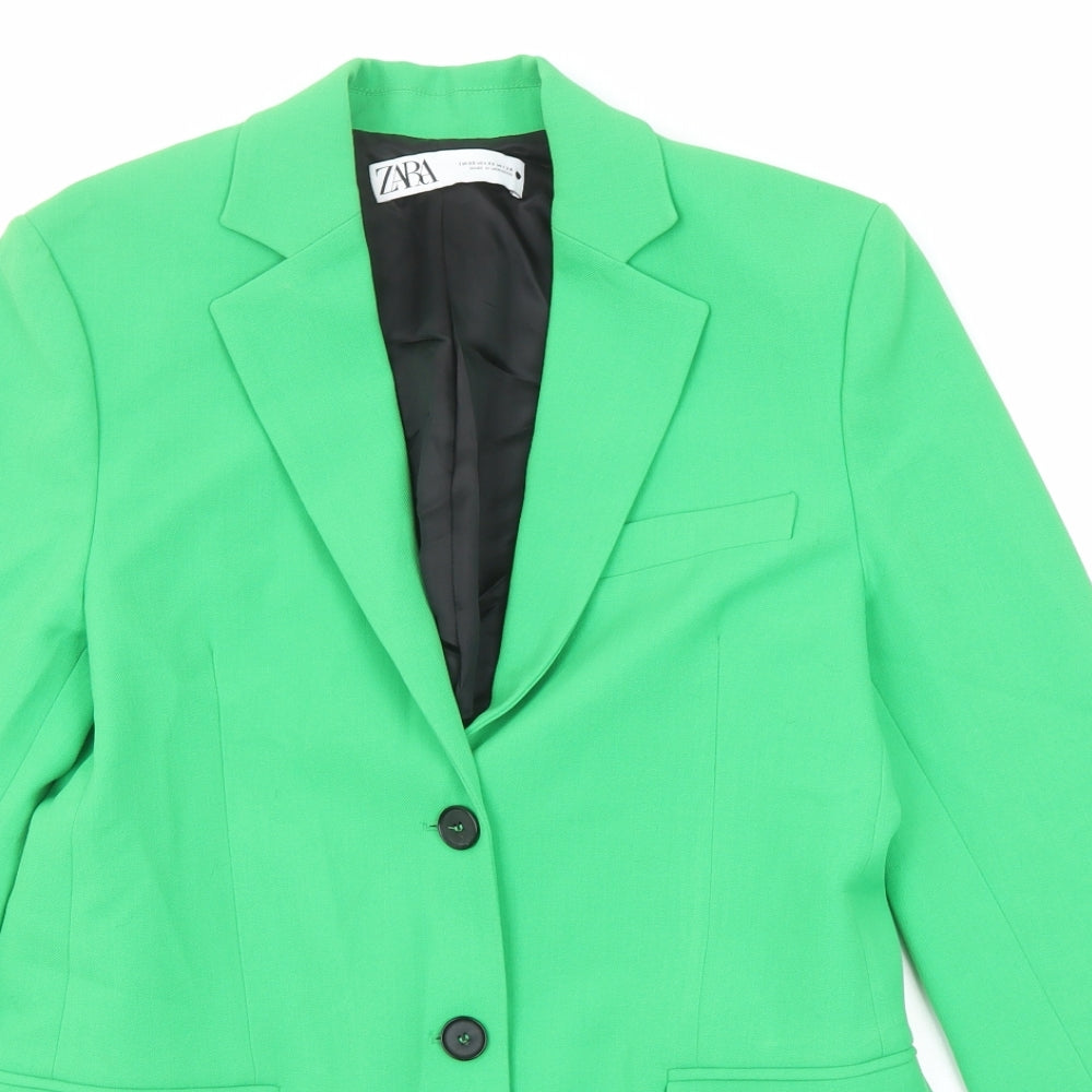 Zara Womens Green Polyester Jacket Suit Jacket Size XS
