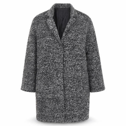 Mango Womens Grey Geometric Overcoat Coat Size XS Snap