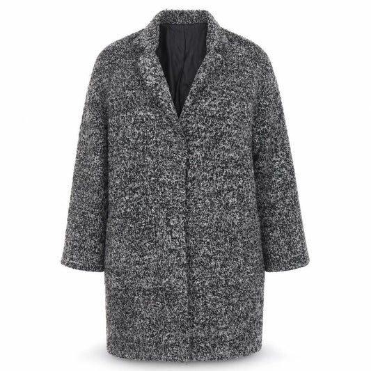 Mango Womens Grey Geometric Overcoat Coat Size XS Snap