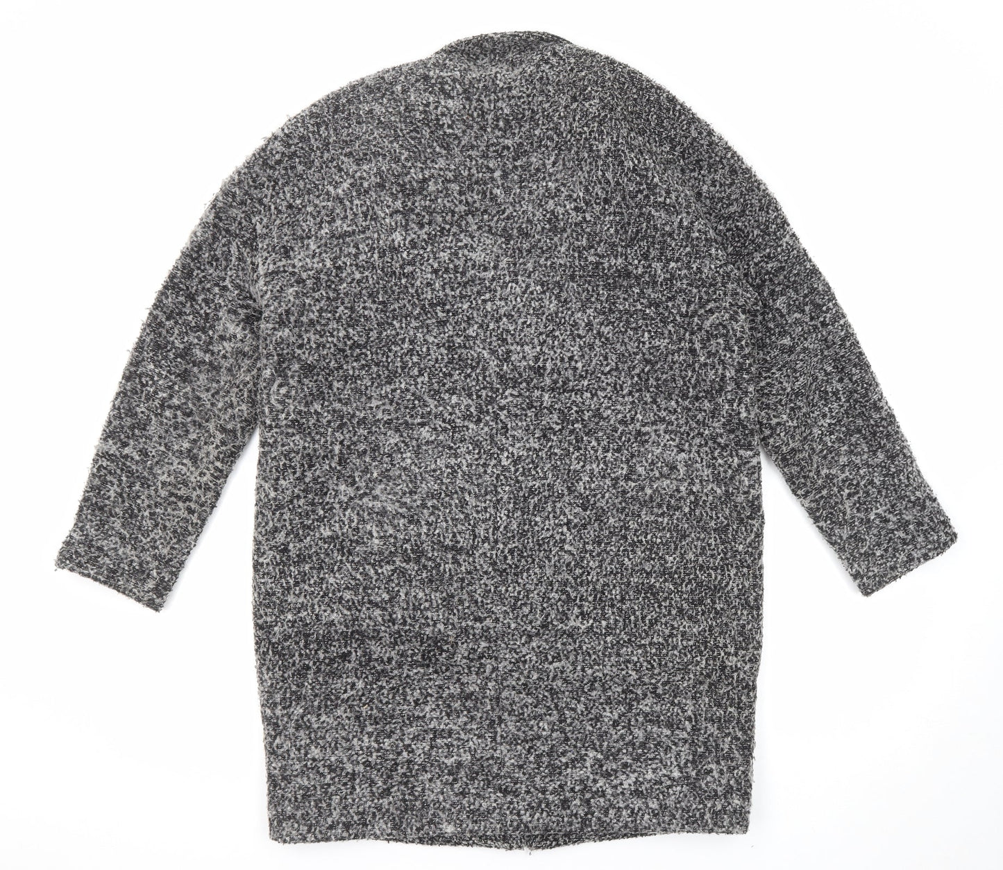 Mango Womens Grey Geometric Overcoat Coat Size XS Snap