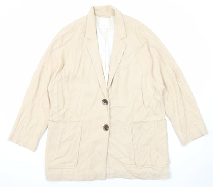 H&M Womens Beige Jacket Blazer Size M Button