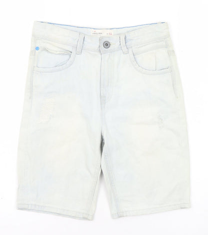 Deluxe Premium Denim Boys Blue Cotton Chino Shorts Size 11 Years Regular Zip