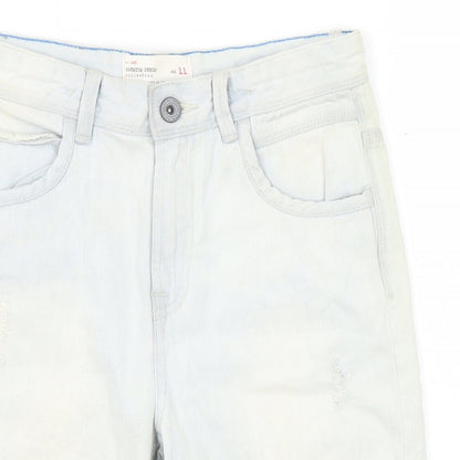 Deluxe Premium Denim Boys Blue Cotton Chino Shorts Size 11 Years Regular Zip