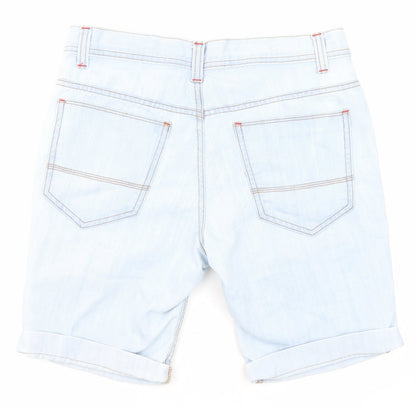 Denim & Co. Womens Blue Cotton Boyfriend Shorts Size 30 in Regular Zip