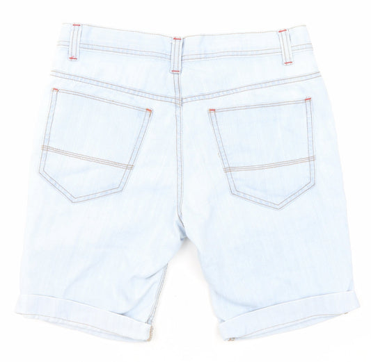 Denim & Co. Womens Blue Cotton Boyfriend Shorts Size 30 in Regular Zip