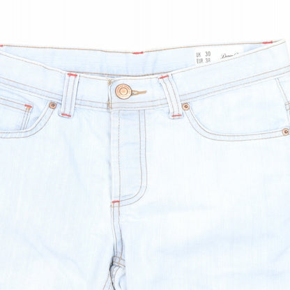 Denim & Co. Womens Blue Cotton Boyfriend Shorts Size 30 in Regular Zip