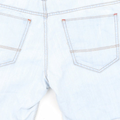 Denim & Co. Womens Blue Cotton Boyfriend Shorts Size 30 in Regular Zip