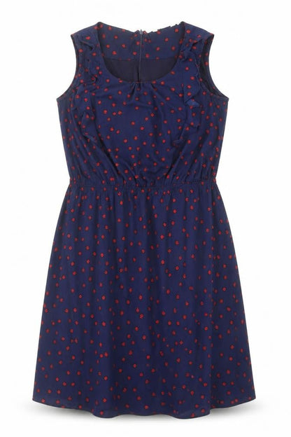 New Look Womens Blue Geometric Polyester A-Line Size 14 Round Neck Zip