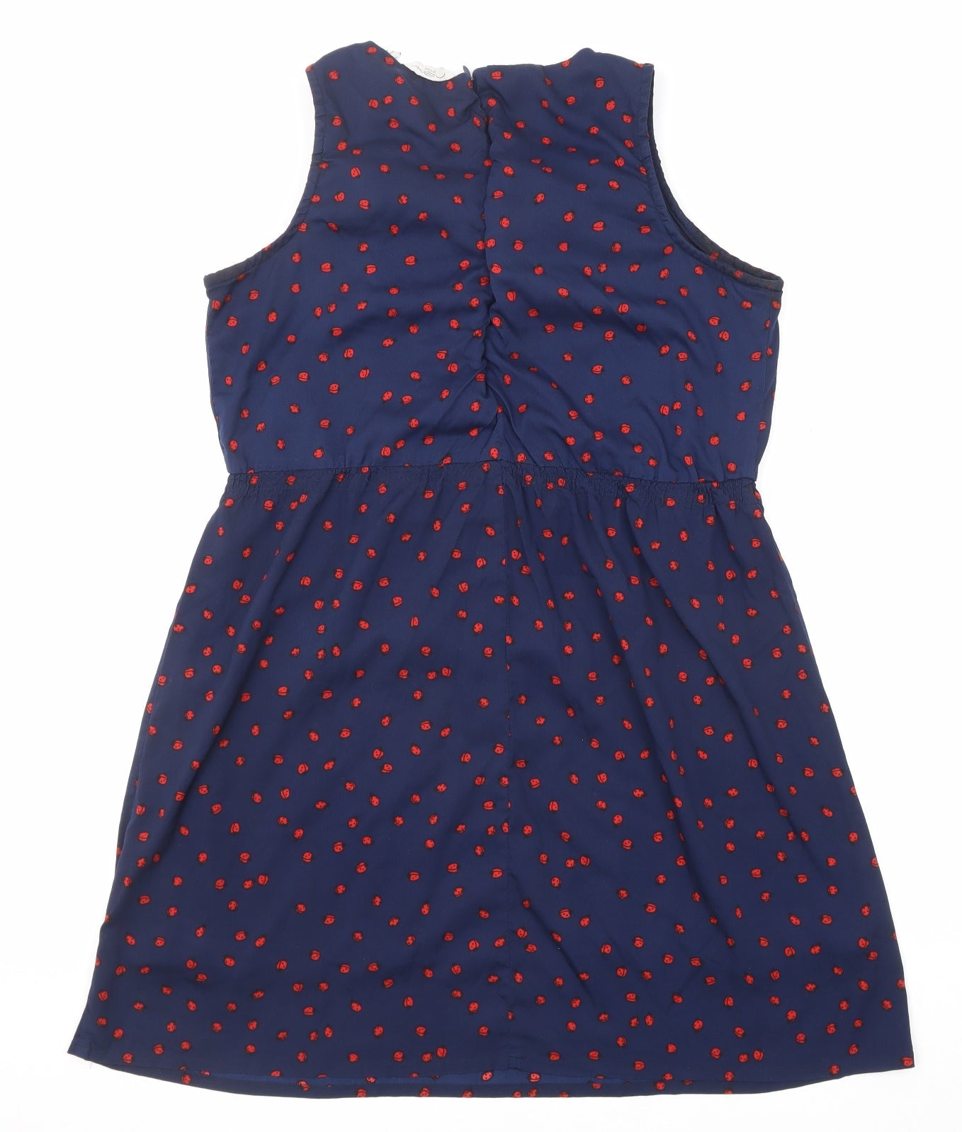 New Look Womens Blue Geometric Polyester A-Line Size 14 Round Neck Zip