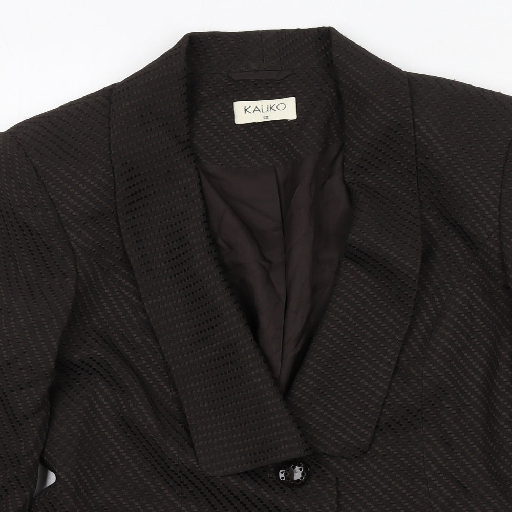 Kaliko Womens Brown Acetate Jacket Suit Jacket Size 12