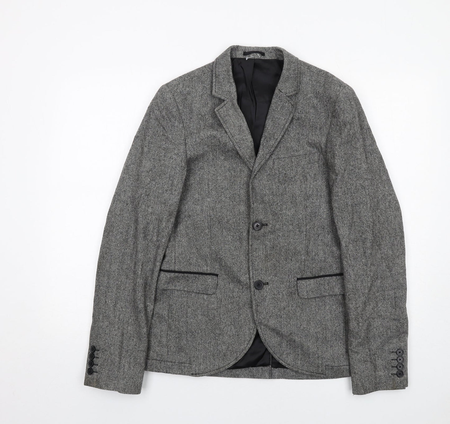 Topman Mens Grey Wool Jacket Blazer Size 38 Regular
