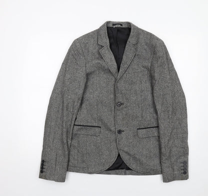 Topman Mens Grey Wool Jacket Blazer Size 38 Regular