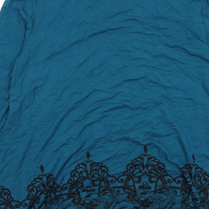 Lotusmile Womens Blue Viscose Basic T-Shirt Size XL Round Neck