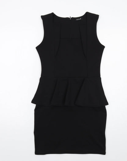 Nikka Womens Black Polyester Shift Size 10 Square Neck Zip