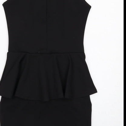 Nikka Womens Black Polyester Shift Size 10 Square Neck Zip