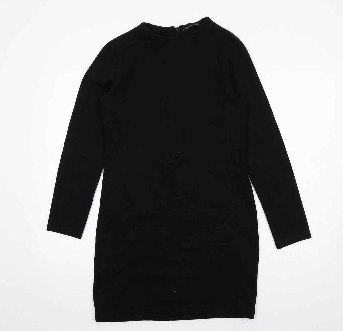 Zara Womens Black Polyester Shift Size L Round Neck Zip