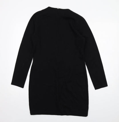 Zara Womens Black Polyester Shift Size L Round Neck Zip