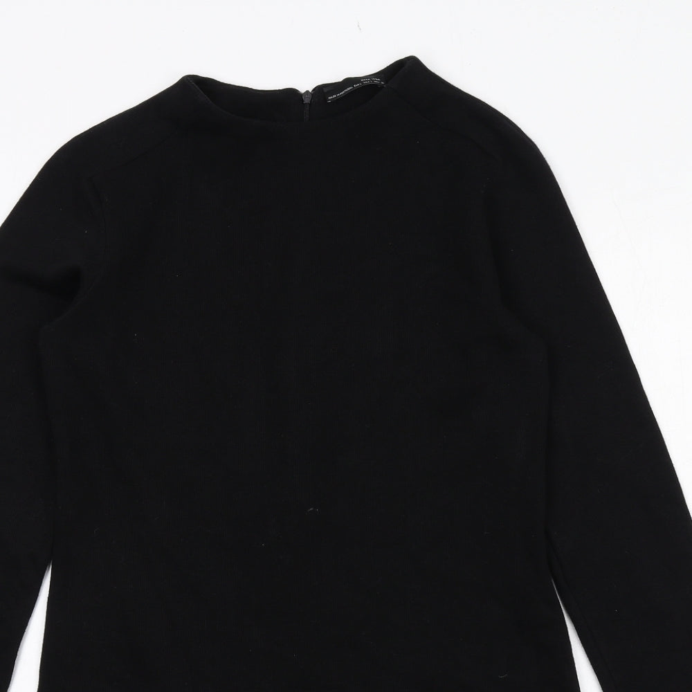 Zara Womens Black Polyester Shift Size L Round Neck Zip