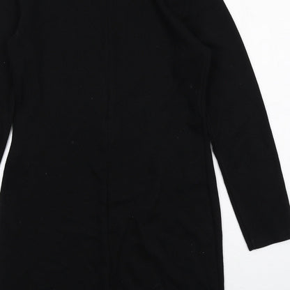 Zara Womens Black Polyester Shift Size L Round Neck Zip