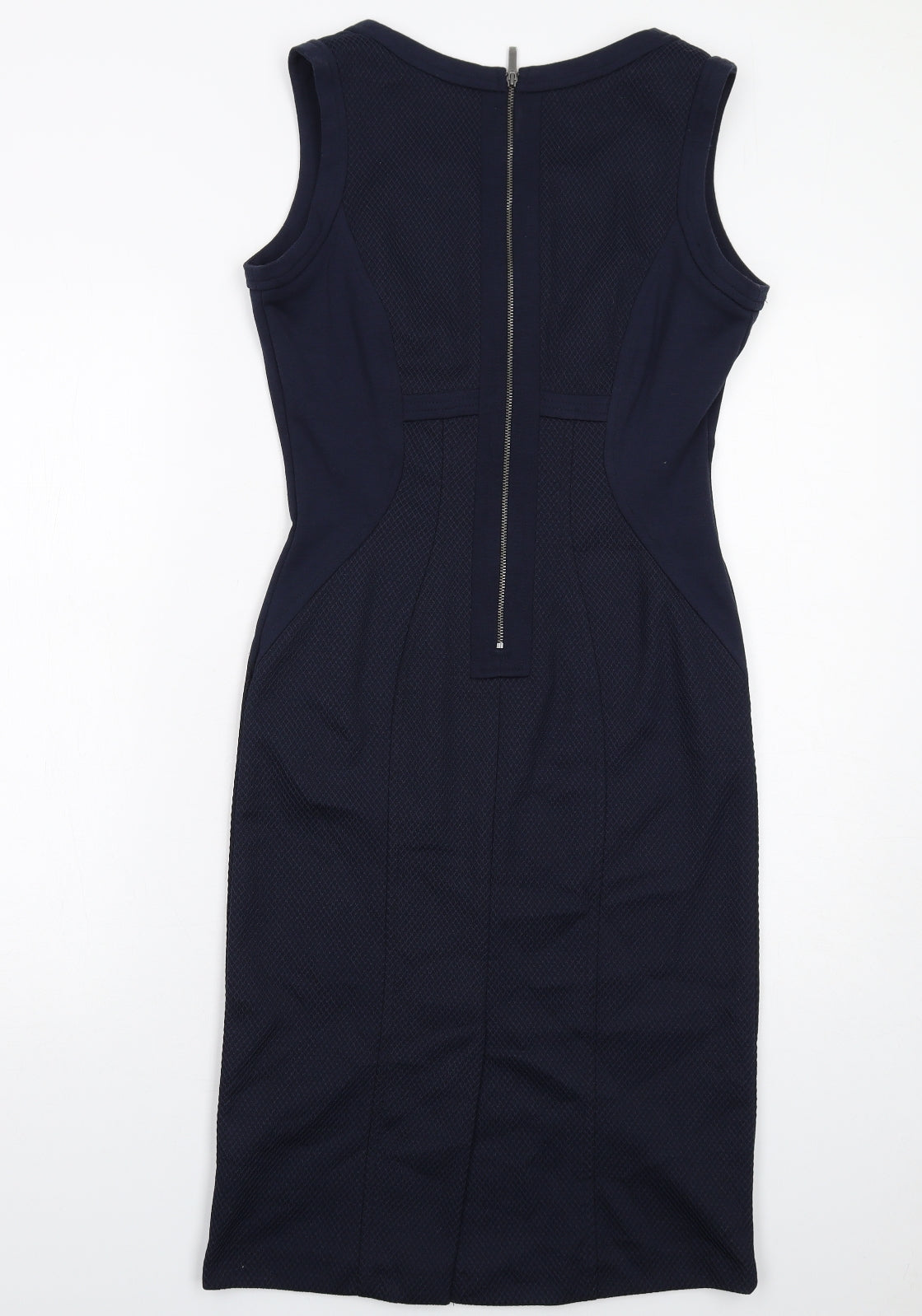 NEXT Womens Blue Polyester Shift Size 10 V-Neck Zip