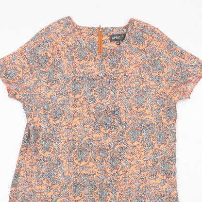 Apricot Womens Orange Geometric Polyester A-Line Size 12 V-Neck Zip