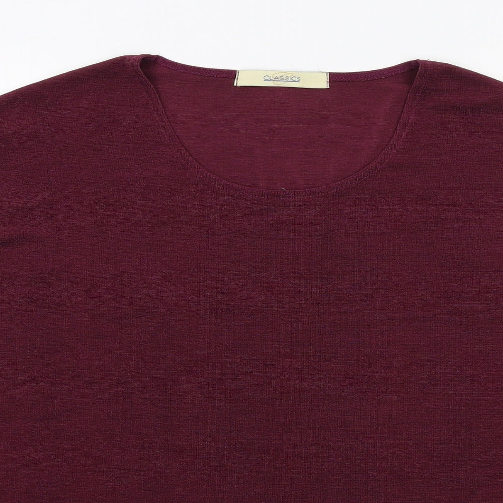 Classics Womens Purple Polyester Basic T-Shirt Size 32 Round Neck