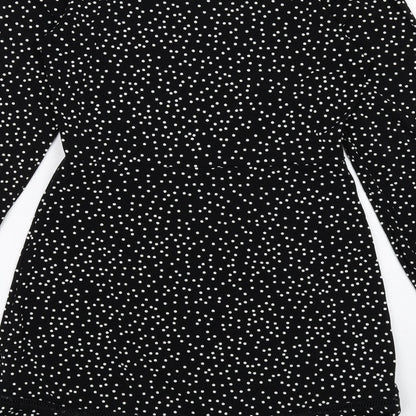Warehouse Womens Black Polka Dot Polyester A-Line Size 10 Round Neck Pullover