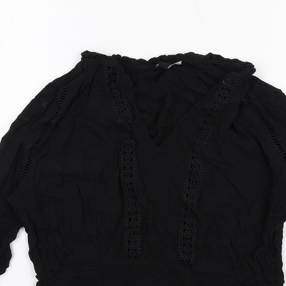 Womens UK Size 12 H&M Black Basic Blouse