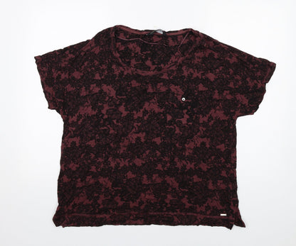 Autograph Womens Red Geometric Viscose Basic T-Shirt Size 18 Round Neck